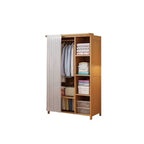 Japandi Sliding Door Wardrobe Armoire With Shelves And Rod