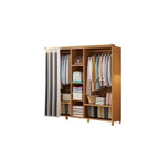 Japandi Sliding Door Wardrobe Armoire With Shelves And Rod