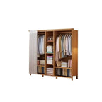 Japandi Sliding Door Wardrobe Armoire With Shelves And Rod