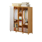 Japandi Sliding Door Wardrobe Armoire With Shelves And Rod