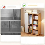 Japandi Sliding Door Wardrobe Armoire With Shelves And Rod