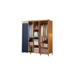 Japandi Sliding Door Wardrobe Armoire With Shelves And Rod