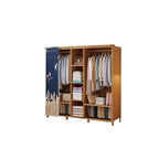 Japandi Sliding Door Wardrobe Armoire With Shelves And Rod