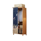 Japandi Sliding Door Wardrobe Armoire With Shelves And Rod