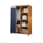 Japandi Sliding Door Wardrobe Armoire With Shelves And Rod
