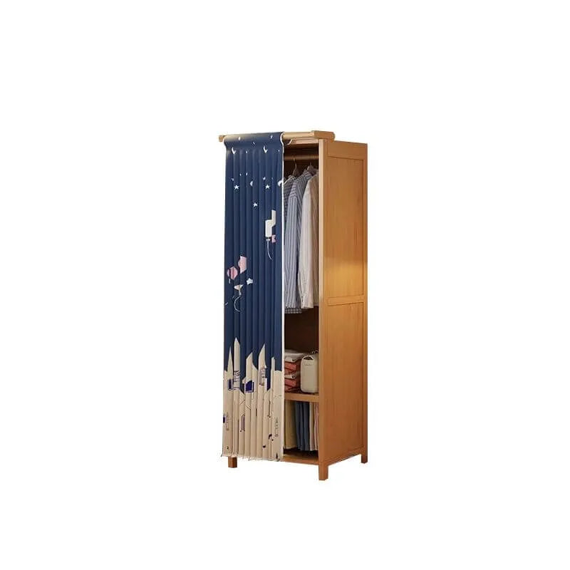 Japandi Sliding Door Wardrobe Armoire With Shelves And Rod
