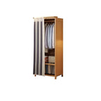 Japandi Sliding Door Wardrobe Armoire With Shelves And Rod