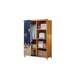 Japandi Sliding Door Wardrobe Armoire With Shelves And Rod
