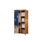 Japandi Sliding Door Wardrobe Armoire With Shelves And Rod