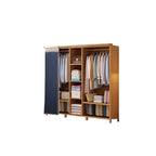 Japandi Sliding Door Wardrobe Armoire With Shelves And Rod
