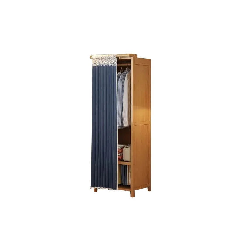 Japandi Sliding Door Wardrobe Armoire With Shelves And Rod