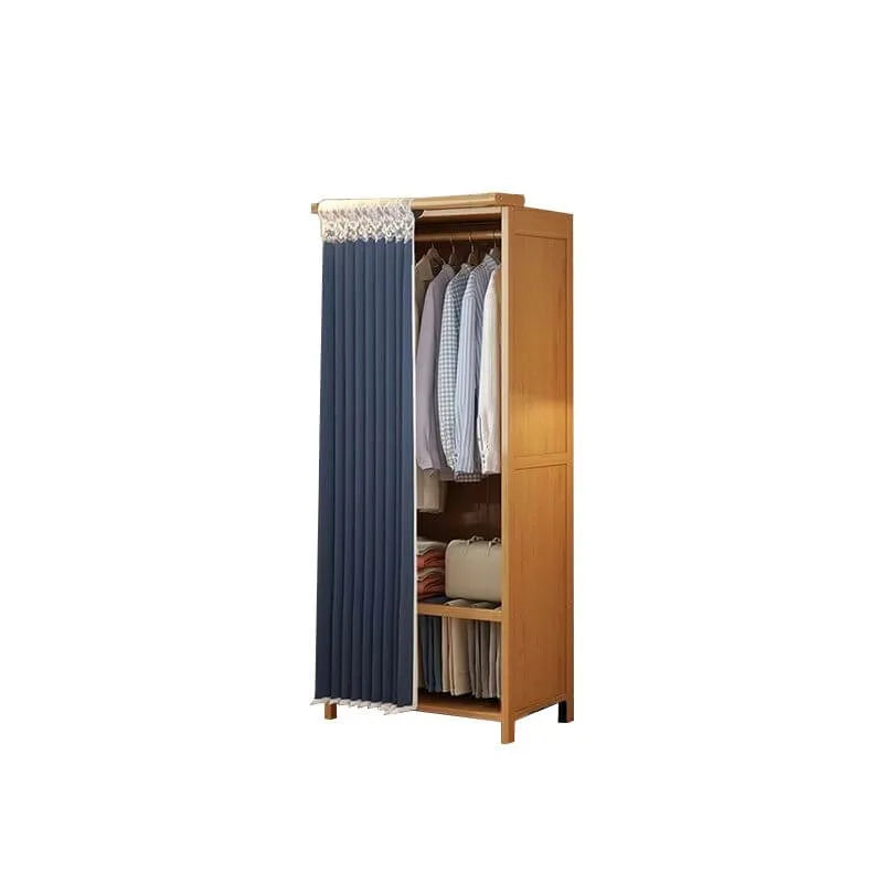 Japandi Sliding Door Wardrobe Armoire With Shelves And Rod