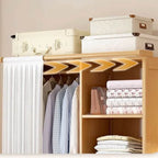 Japandi Sliding Door Wardrobe Armoire With Shelves And Rod