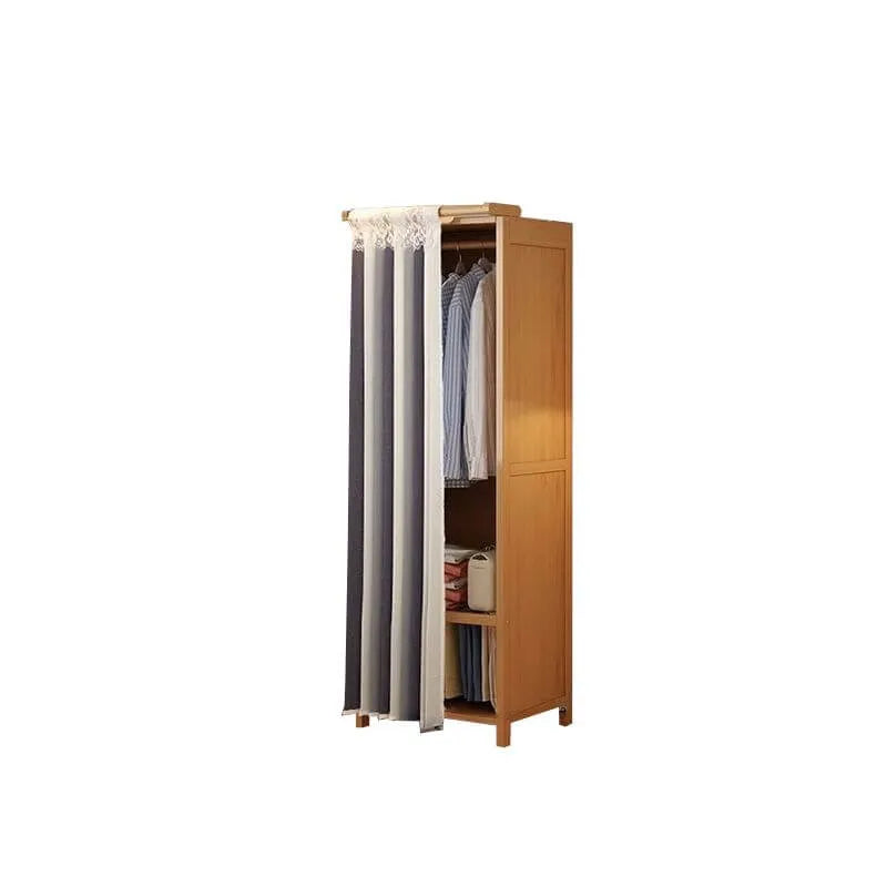 Japandi Sliding Door Wardrobe Armoire With Shelves And Rod