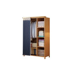 Japandi Sliding Door Wardrobe Armoire With Shelves And Rod