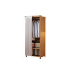 Japandi Sliding Door Wardrobe Armoire With Shelves And Rod