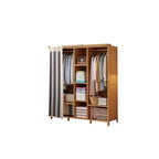 Japandi Sliding Door Wardrobe Armoire With Shelves And Rod