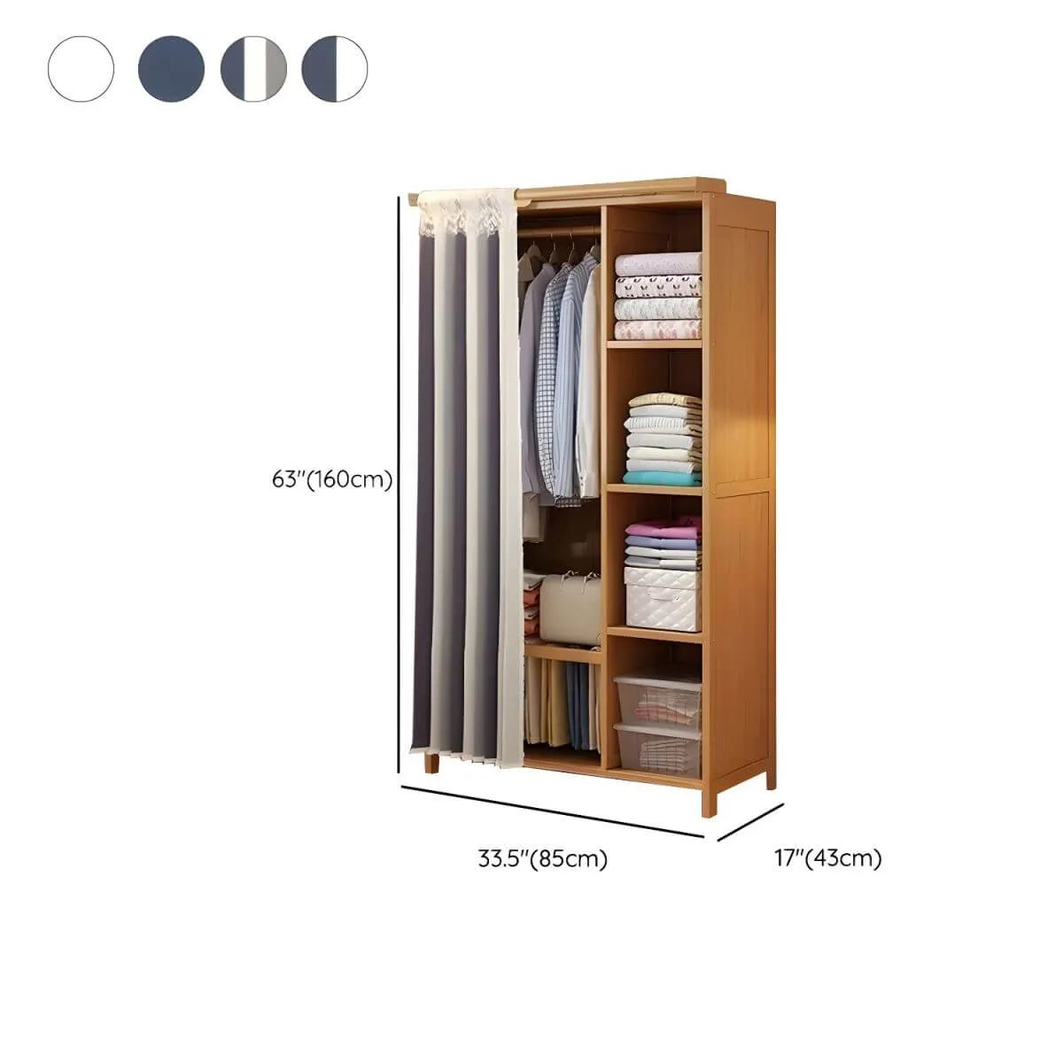 Japandi Sliding Door Wardrobe Armoire With Shelves And Rod Dimensions