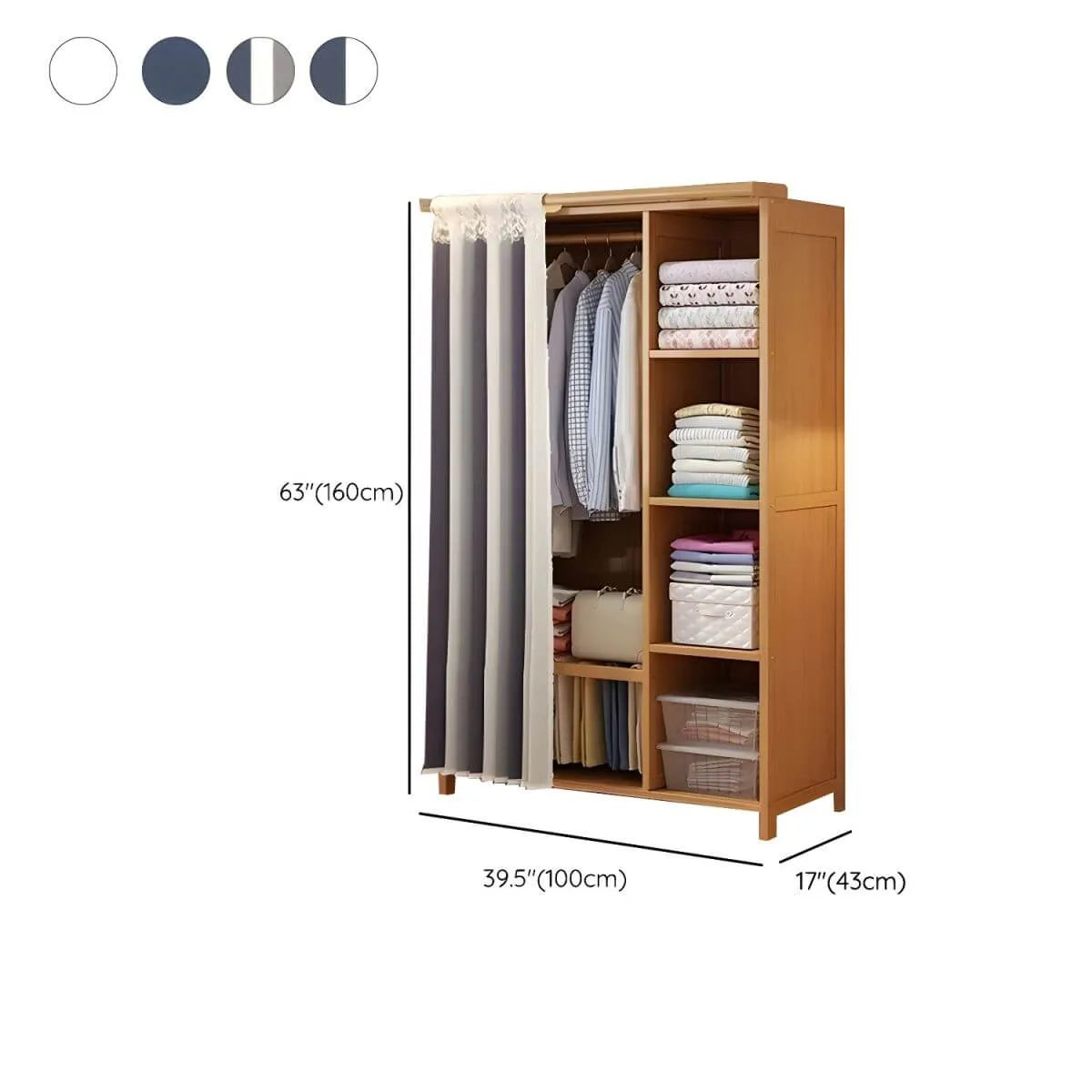 Japandi Sliding Door Wardrobe Armoire With Shelves And Rod Dimensions