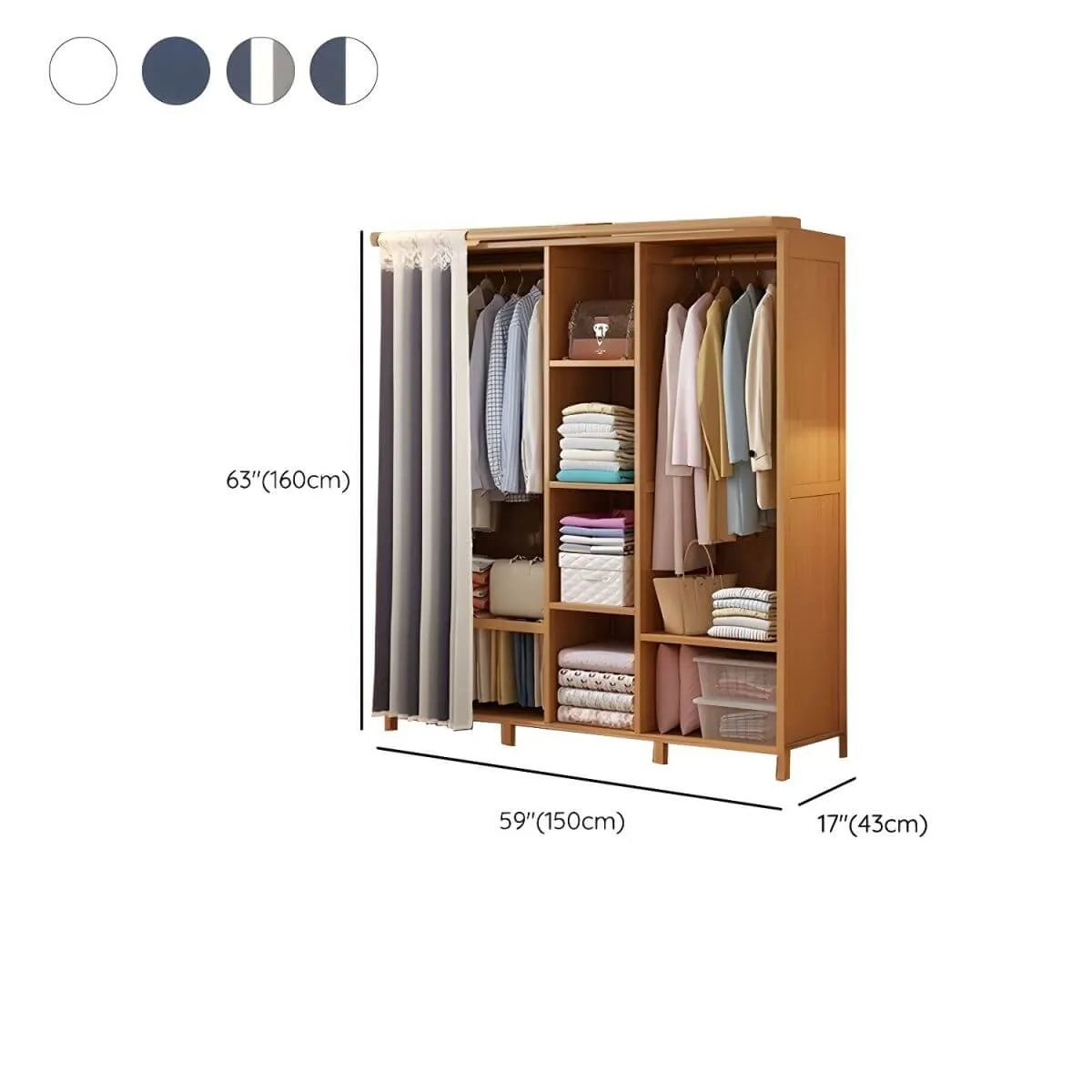Japandi Sliding Door Wardrobe Armoire With Shelves And Rod Dimensions