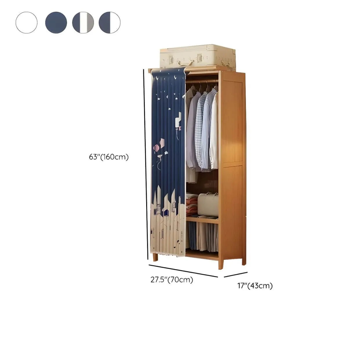 Japandi Sliding Door Wardrobe Armoire With Shelves And Rod Dimensions