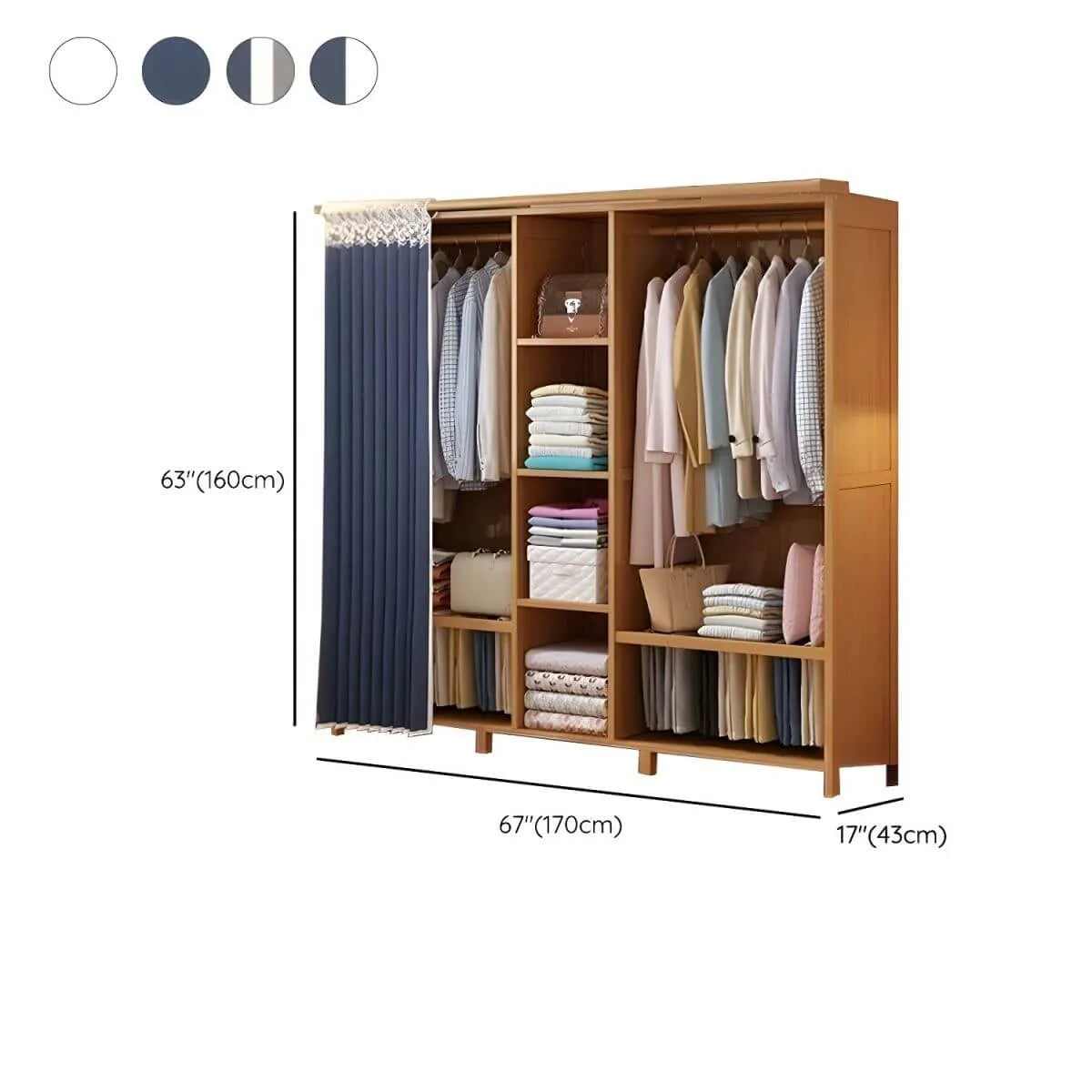 Japandi Sliding Door Wardrobe Armoire With Shelves And Rod Dimensions