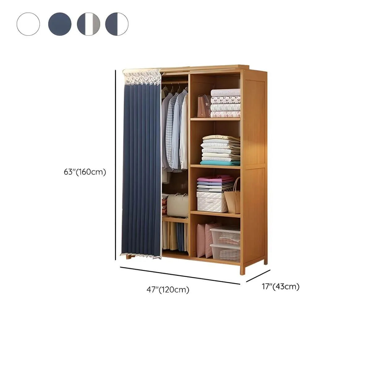 Japandi Sliding Door Wardrobe Armoire With Shelves And Rod Dimensions