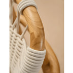 Japandi Solid Wood Rope Dining Chair Series With Curved Arms