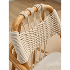 Japandi Solid Wood Rope Dining Chair Series With Curved Arms