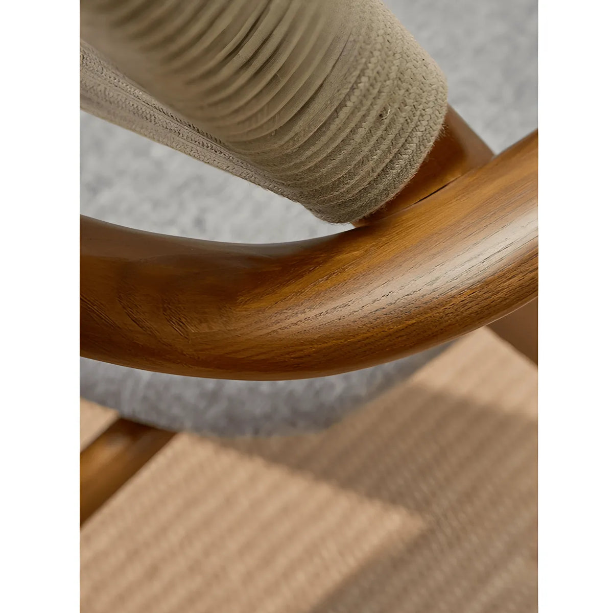 Japandi Solid Wood Rope Dining Chair Series With Curved Arms