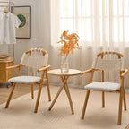 Japandi Solid Wood Rope Dining Chair Series With Curved Arms Main Product Image