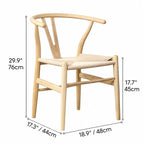 Japandi Solid Wood Wegner Wishbone Chair Series with Curved Arms Dimensions