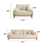 Japandi Style Sofa with Premium Fabric Options Dimensions