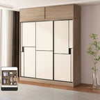 Japandi Two-Tone Sliding Wardrobe Armoire With Soft-Close Storage