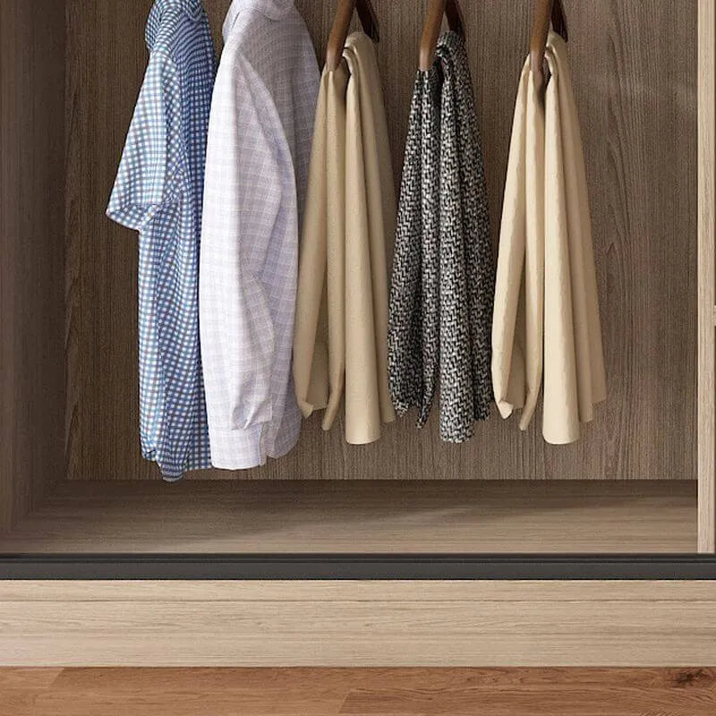 Japandi Two-Tone Sliding Wardrobe Armoire With Soft-Close Storage