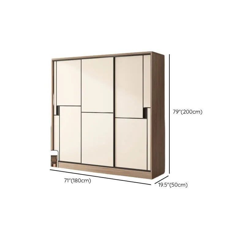 Japandi Two-Tone Sliding Wardrobe Armoire With Soft-Close Storage Dimensions