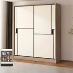 Japandi Two-Tone Sliding Wardrobe Armoire With Soft-Close Storage Main Product Image