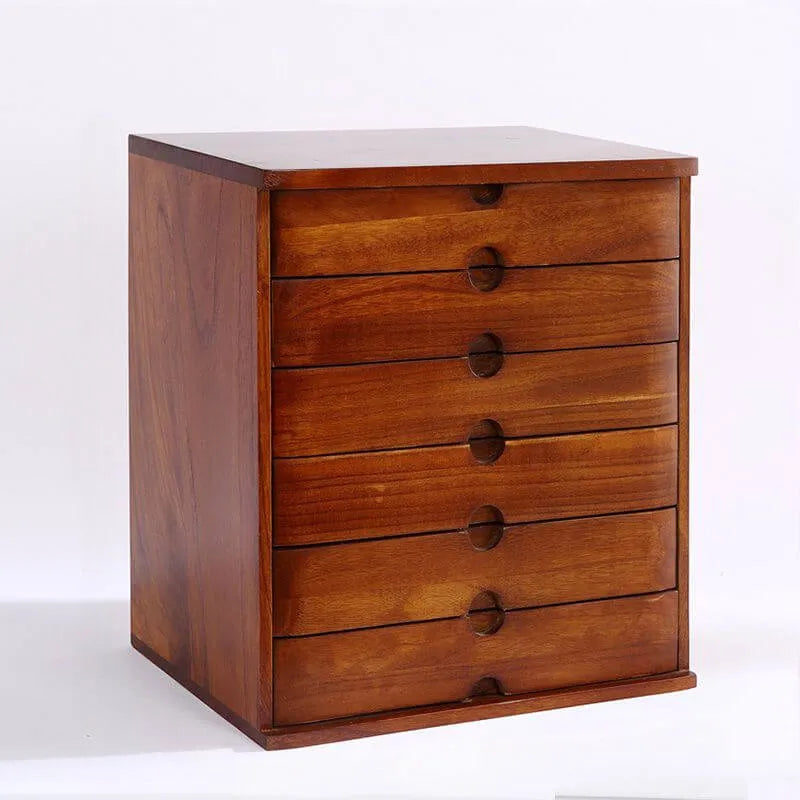 Japandi Wood Desktop Filing Cabinet With Drawers and Shelf