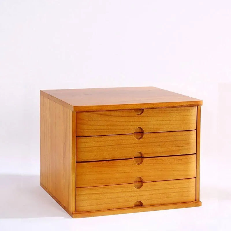 Japandi Wood Desktop Filing Cabinet With Drawers and Shelf