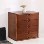 Japandi Wood Desktop Filing Cabinet With Drawers and Shelf