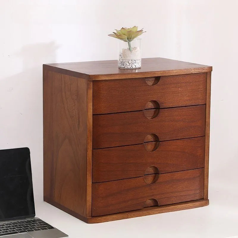 Japandi Wood Desktop Filing Cabinet With Drawers and Shelf