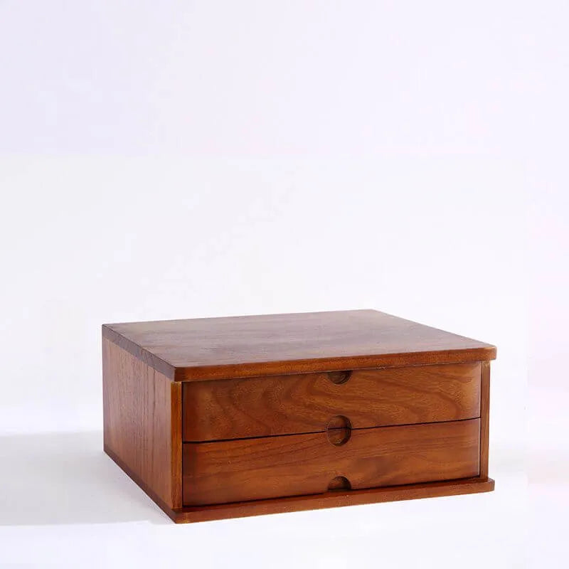 Japandi Wood Desktop Filing Cabinet With Drawers and Shelf