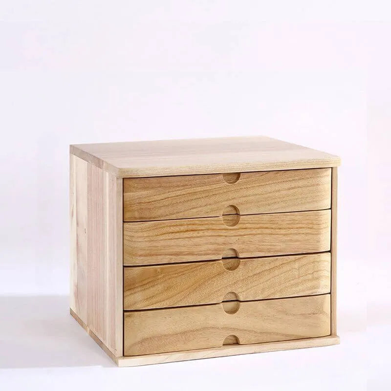 Japandi Wood Desktop Filing Cabinet With Drawers and Shelf