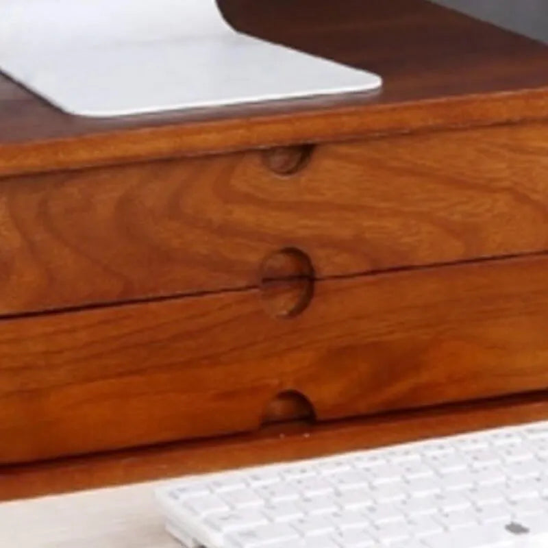 Japandi Wood Desktop Filing Cabinet With Drawers and Shelf