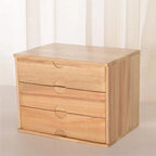 Japandi Wood Desktop Filing Cabinet With Drawers and Shelf