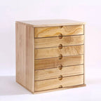 Japandi Wood Desktop Filing Cabinet With Drawers and Shelf