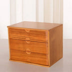 Japandi Wood Desktop Filing Cabinet With Drawers and Shelf