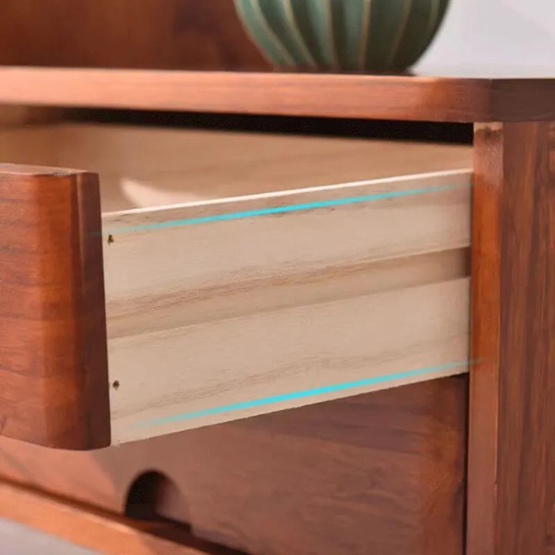 Japandi Wood Desktop Filing Cabinet With Drawers and Shelf