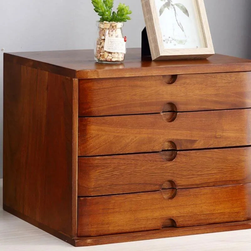 Japandi Wood Desktop Filing Cabinet With Drawers and Shelf Main Product Image Main image