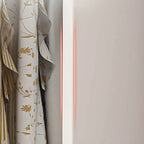 Japandi Wood Wardrobe Armoire With Open Shelves and Hanging Storage